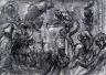 Blutende Landschaft I (Prozession) / Tusche-Aquarell / 100 x 70 cm